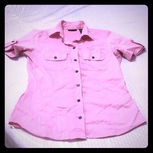 Bubble gum pink button down shirt